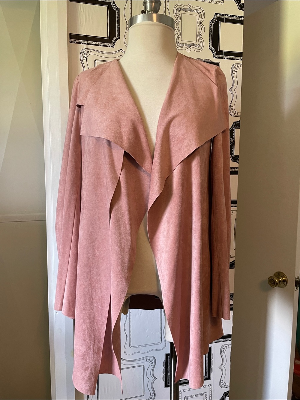 Kut from the Kloth Blush Suede Draped Trench Coat